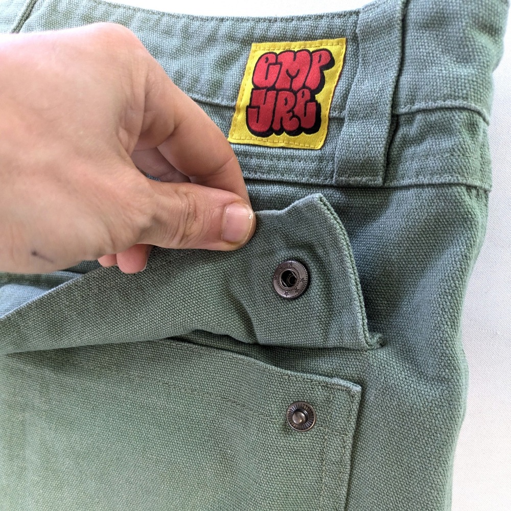 Empyre Loose Fit Skate Pants Sage Green Canvas Double Knee Workwear Mens 32 - Picture 5 of 7